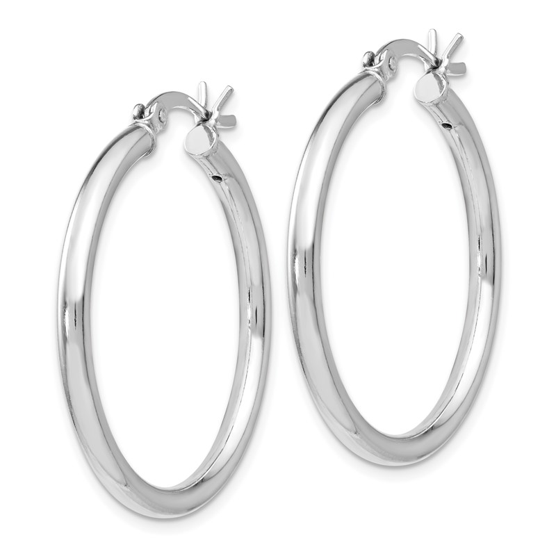 Sterling Silver Rhodium-plated Polished Hinged Hoop Earrings