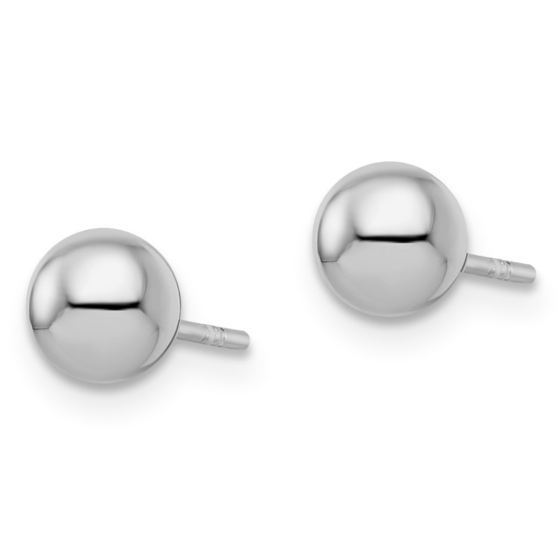 Sterling Silver RH-plated 6mm Polished Ball Post Earrings