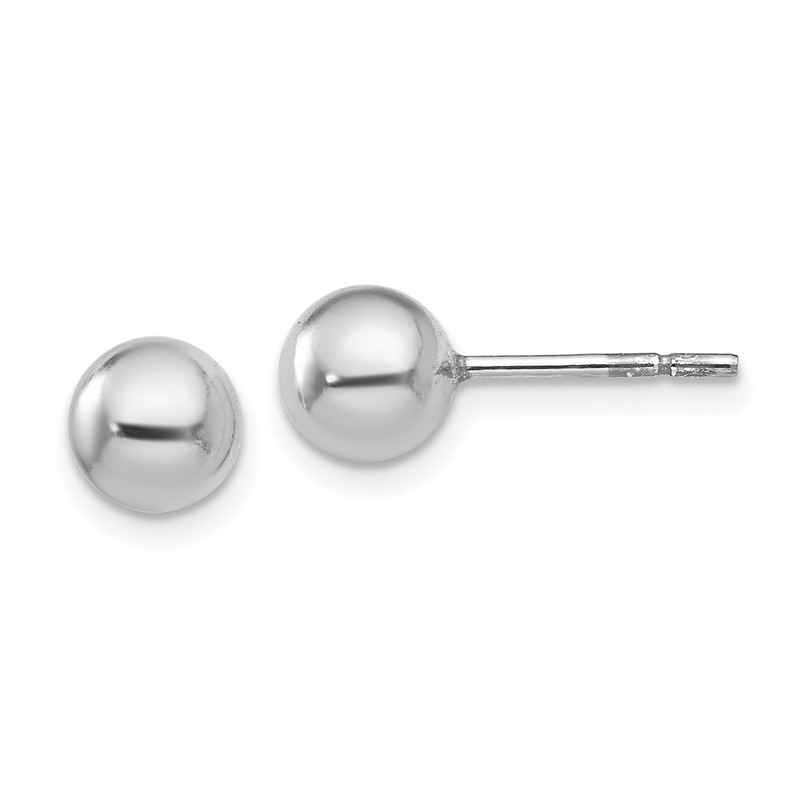 Sterling Silver RH-plated 6mm Polished Ball Post Earrings