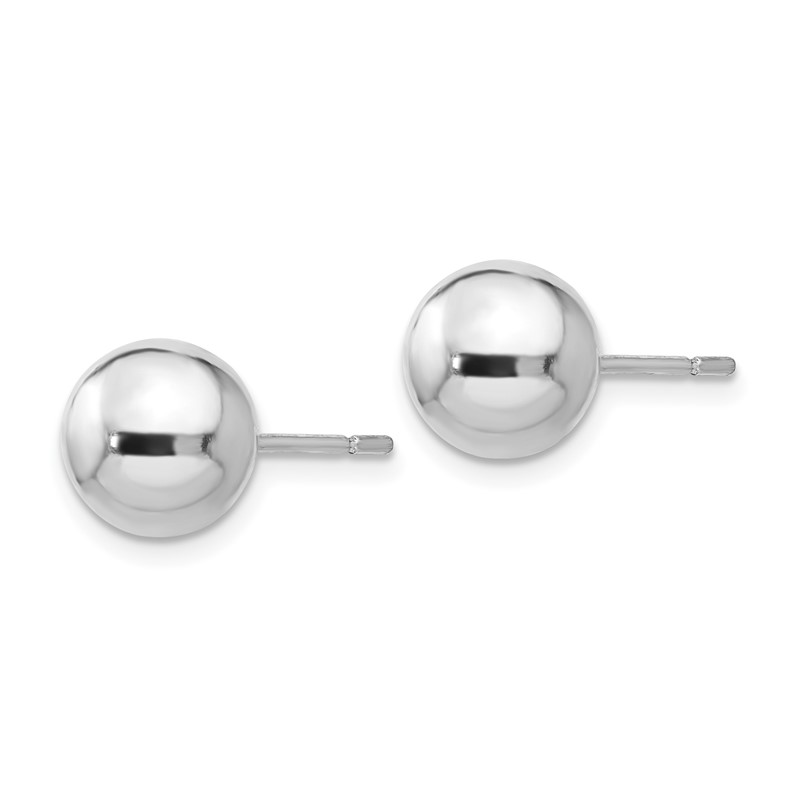 Sterling Silver RH-plated 8mm Polished Ball Post Earrings
