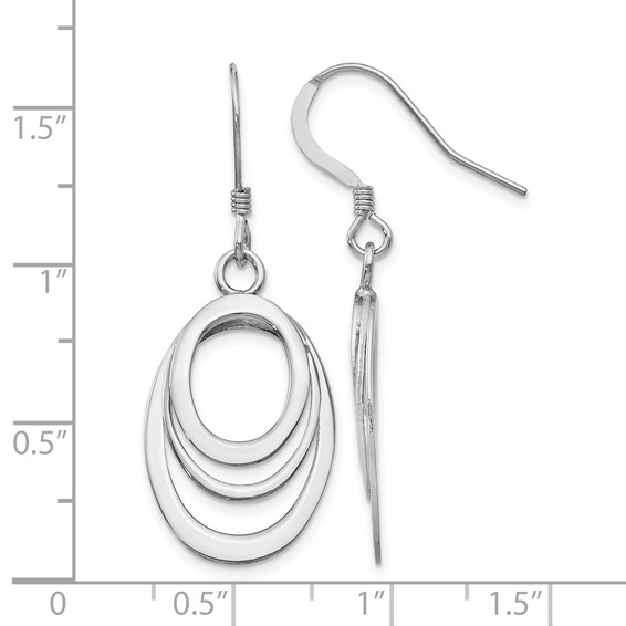 Leslie's Sterling Silver Rhod-pltd  Polished Shepherd Hook Dangle Earrings
