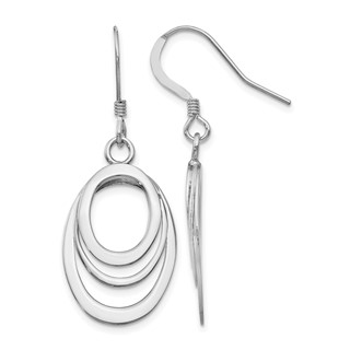 Leslie's Sterling Silver Rhod-pltd  Polished Shepherd Hook Dangle Earrings