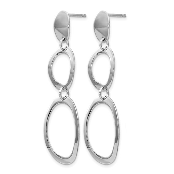 Leslie's Sterling Silver Rhodium-plated Polished Post Dangle Earrings