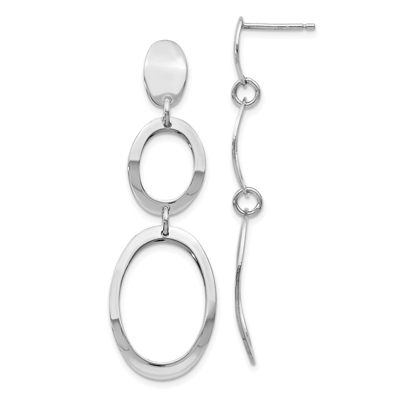 Sterling Silver Rhodium-plated Polished Post Dangle Earrings