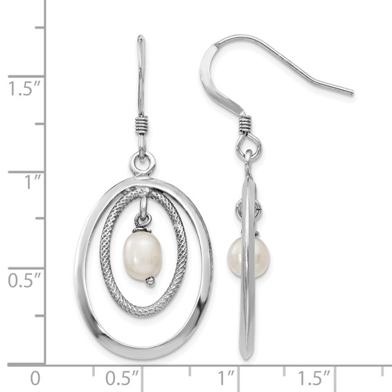 Leslie's Sterling Silver Rhodium-plated FW Cultured Pearl Dangle Earrings