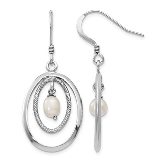 Leslie's Sterling Silver Rhodium-plated FW Cultured Pearl Dangle Earrings