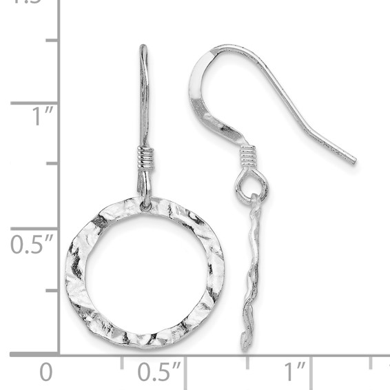 Leslie's Sterling Silver Rhod-pltd  Textured Shepherd Hook Dangle Earrings