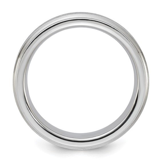 Vitalium Grain Finish Center Ridged Edge Flat 6mm Band