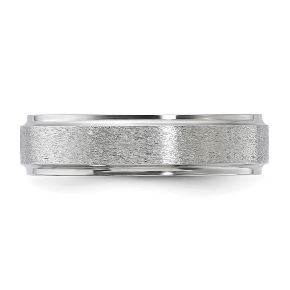 Vitalium Grain Finish Center Ridged Edge Flat 6mm Band