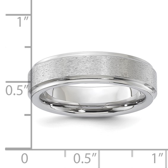 Vitalium Grain Finish Center Ridged Edge Flat 6mm Band