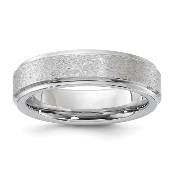 Vitalium Grain Finish Center Ridged Edge Flat 6mm Band