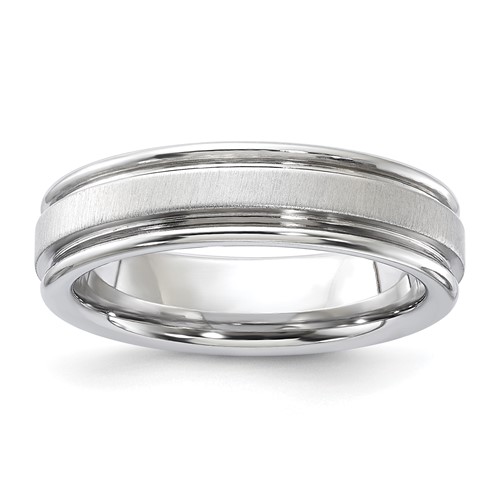 Vitalium Satin Finish Center Rounded Edge 6mm Band