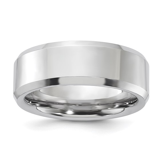 Vitalium Polished 8mm Beveled Edge Band