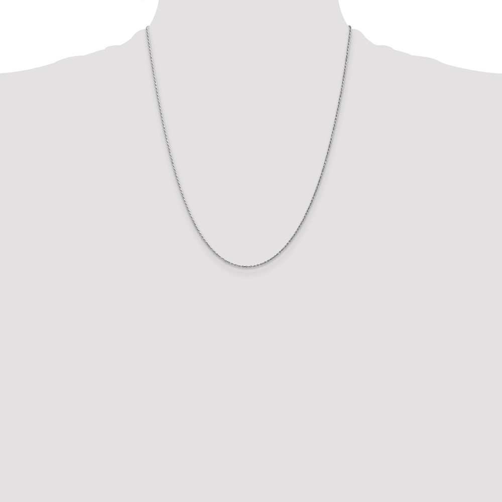 14K White Gold 22 inch 1.15mm Diamond-cut Machine Made Rope with Lobster Clasp Chain Chain (W010-22)