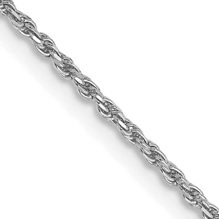 14K White Gold 24 inch 1.15mm Diamond-cut Machine Made Rope with Lobster Clasp Chain Chain (W010-24)