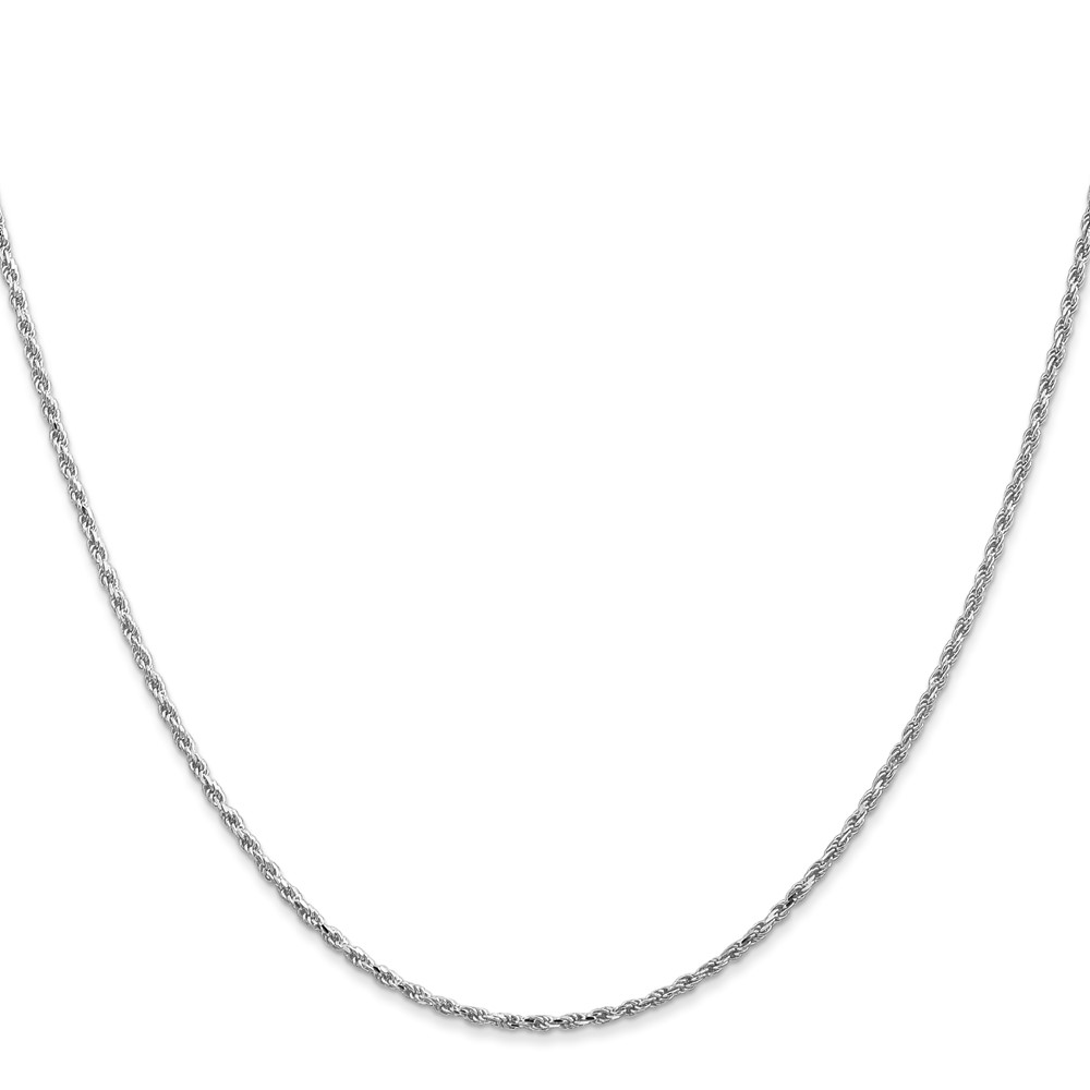 14K White Gold 30 inch 1.3mm Diamond-cut Machine Made Rope with Lobster Clasp Chain Chain (W012-30)