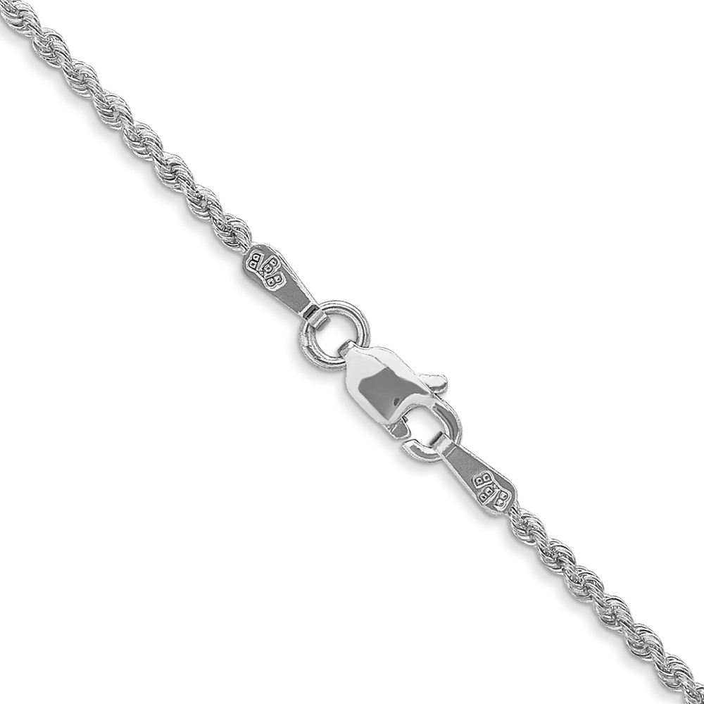 14K White Gold 30 inch 1.5mm Regular Rope with Lobster Clasp Chain (W012S-30)