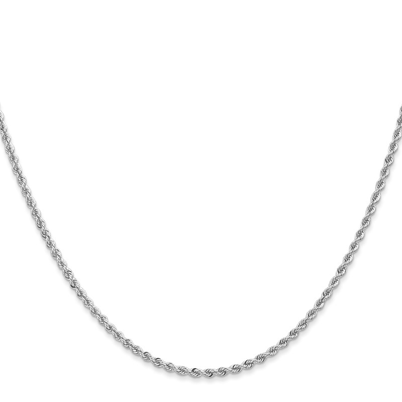 14K White Gold 24 inch 2mm Regular Rope with Lobster Clasp Chain