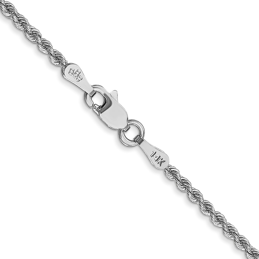 14K White Gold 30 inch 2mm Regular Rope with Lobster Clasp Chain (W014S-30)