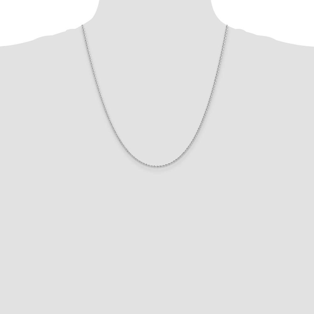 14K White Gold 22 inch 2mm Regular Rope with Lobster Clasp Chain (W014S-22)