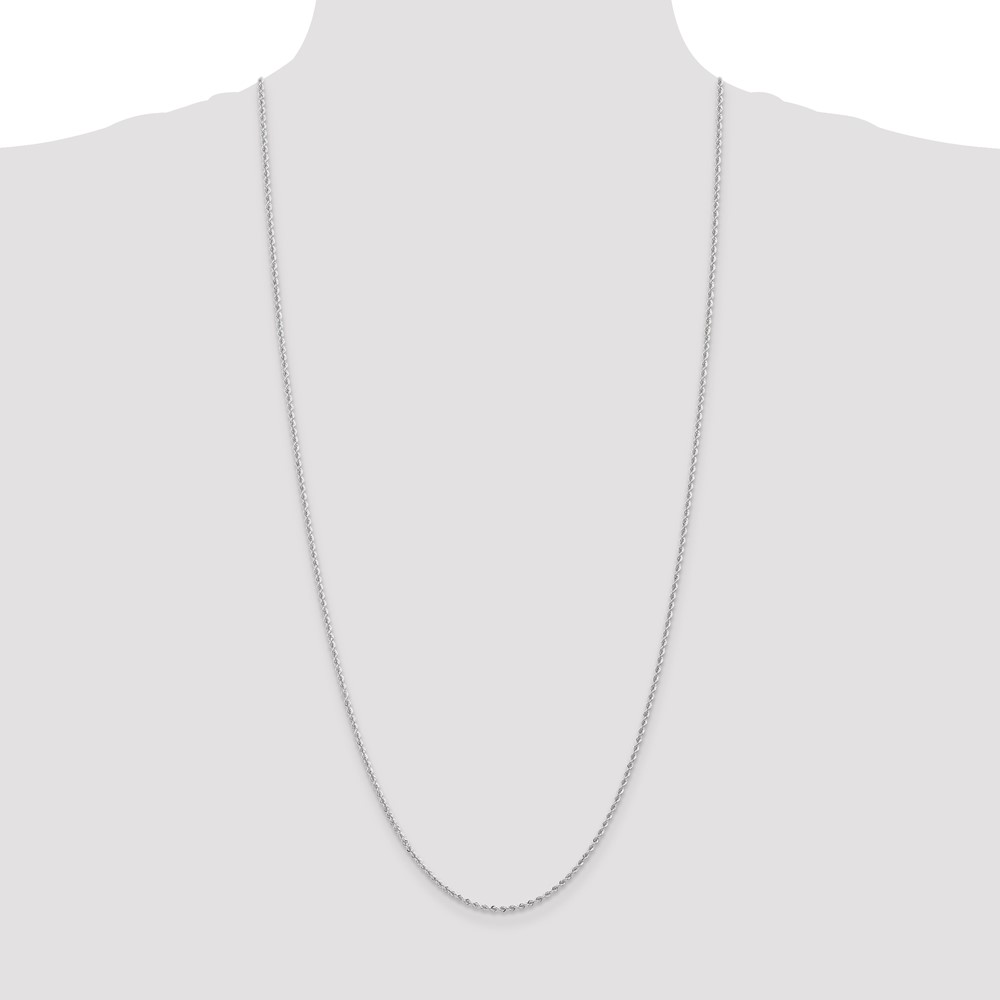 14K White Gold 30 inch 2mm Regular Rope with Lobster Clasp Chain (W014S-30)