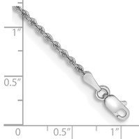 14K White Gold 2mm Regular Rope Chain with Lobster Clasp - 7in view 2