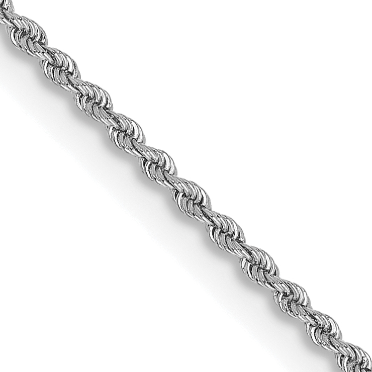 14K White Gold 30 inch 2mm Regular Rope with Lobster Clasp Chain (W014S-30)
