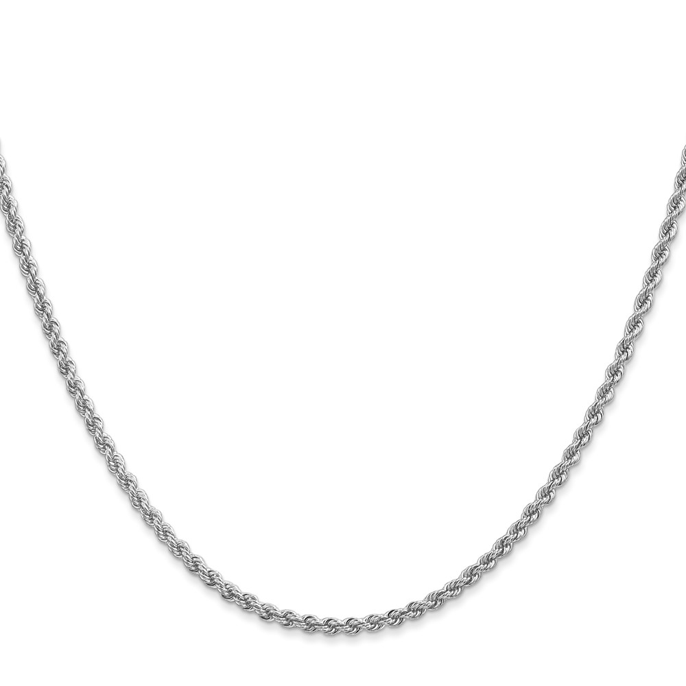 14K White Gold 30 inch 2.25mm Regular Rope with Lobster Clasp Chain (W016S-30)