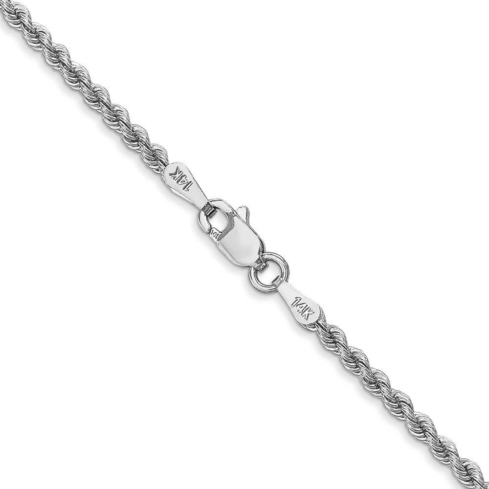 14K White Gold 30 inch 2.25mm Regular Rope with Lobster Clasp Chain (W016S-30)