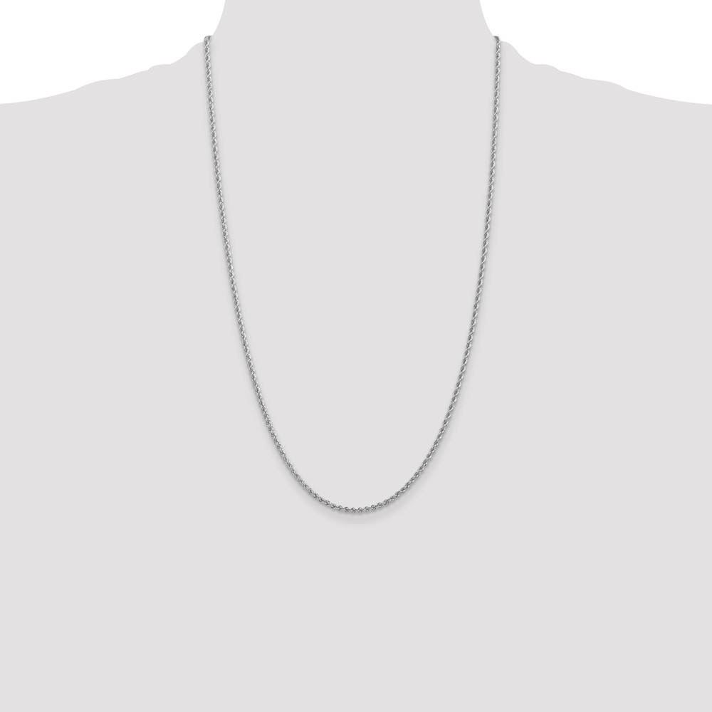 14K White Gold 26 inch 2.25mm Regular Rope with Lobster Clasp Chain (W016S-26)