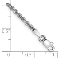 14K White Gold 2.25mm Regular Rope Chain with Lobster Clasp, 7" view 2