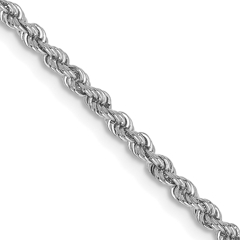 14K White Gold 30 inch 2.25mm Regular Rope with Lobster Clasp Chain (W016S-30)
