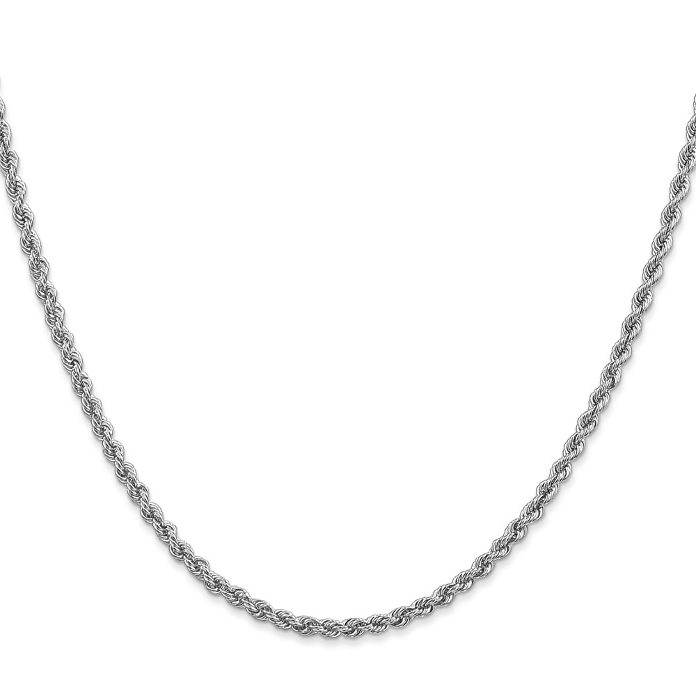 14K White Gold 30 inch 2.5mm Regular Rope with Lobster Clasp Chain (W018S-30)