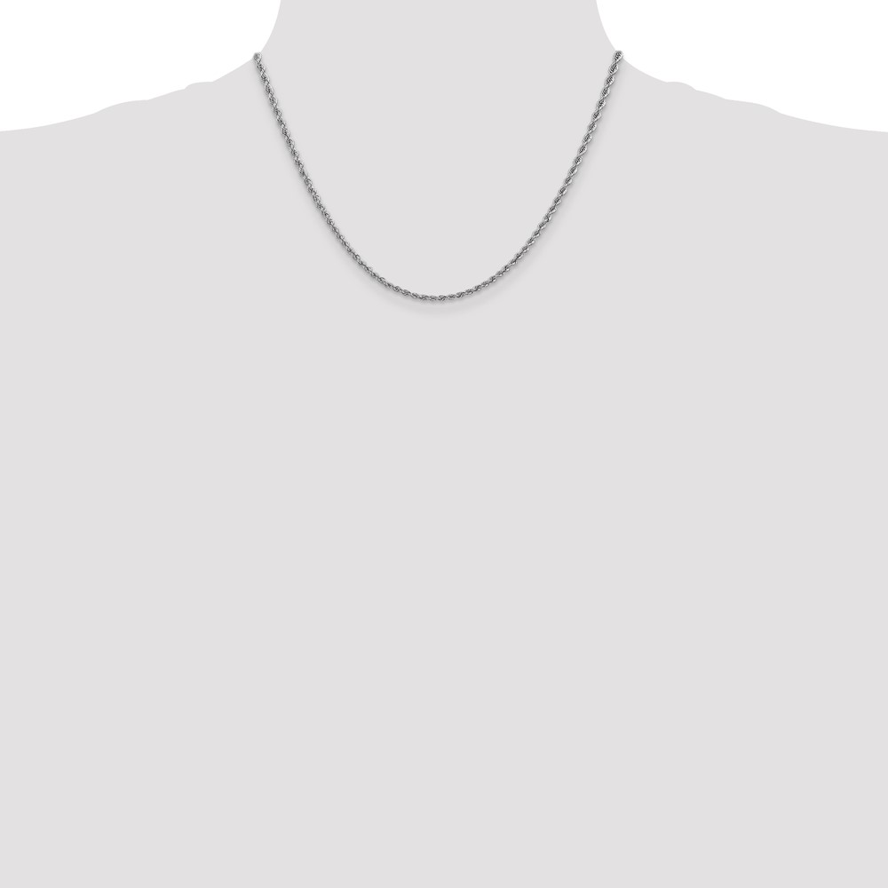 14K White Gold 18 inch 2.5mm Regular Rope with Lobster Clasp Chain (W018S-18)
