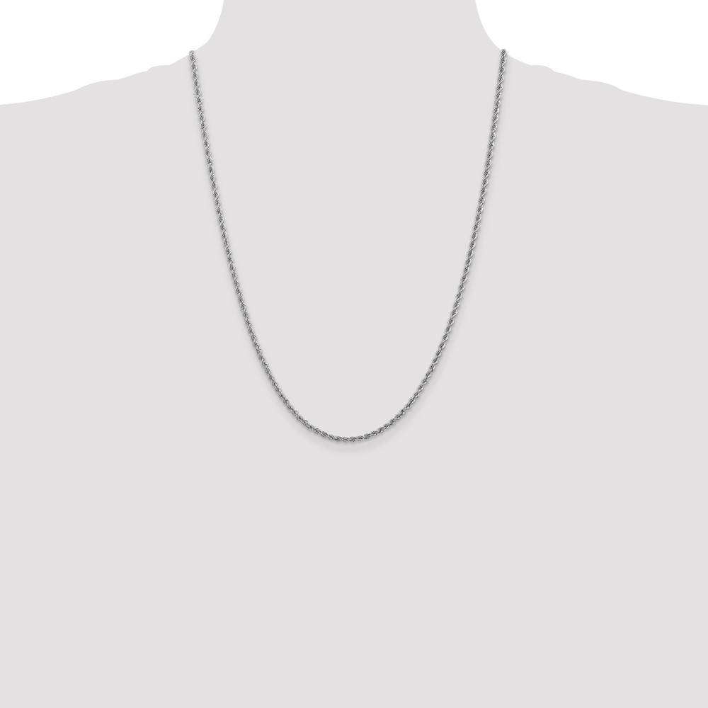 14K White Gold 24 inch 2.5mm Regular Rope with Lobster Clasp Chain (W018S-24)