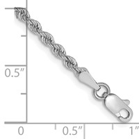 14K White Gold 2.5mm Regular Rope Chain with Lobster Clasp, 7" view 2