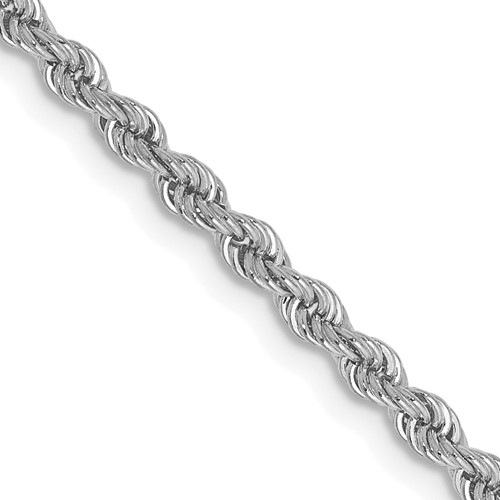 14K White Gold 16 inch 2.5mm Regular Rope with Lobster Clasp Chain