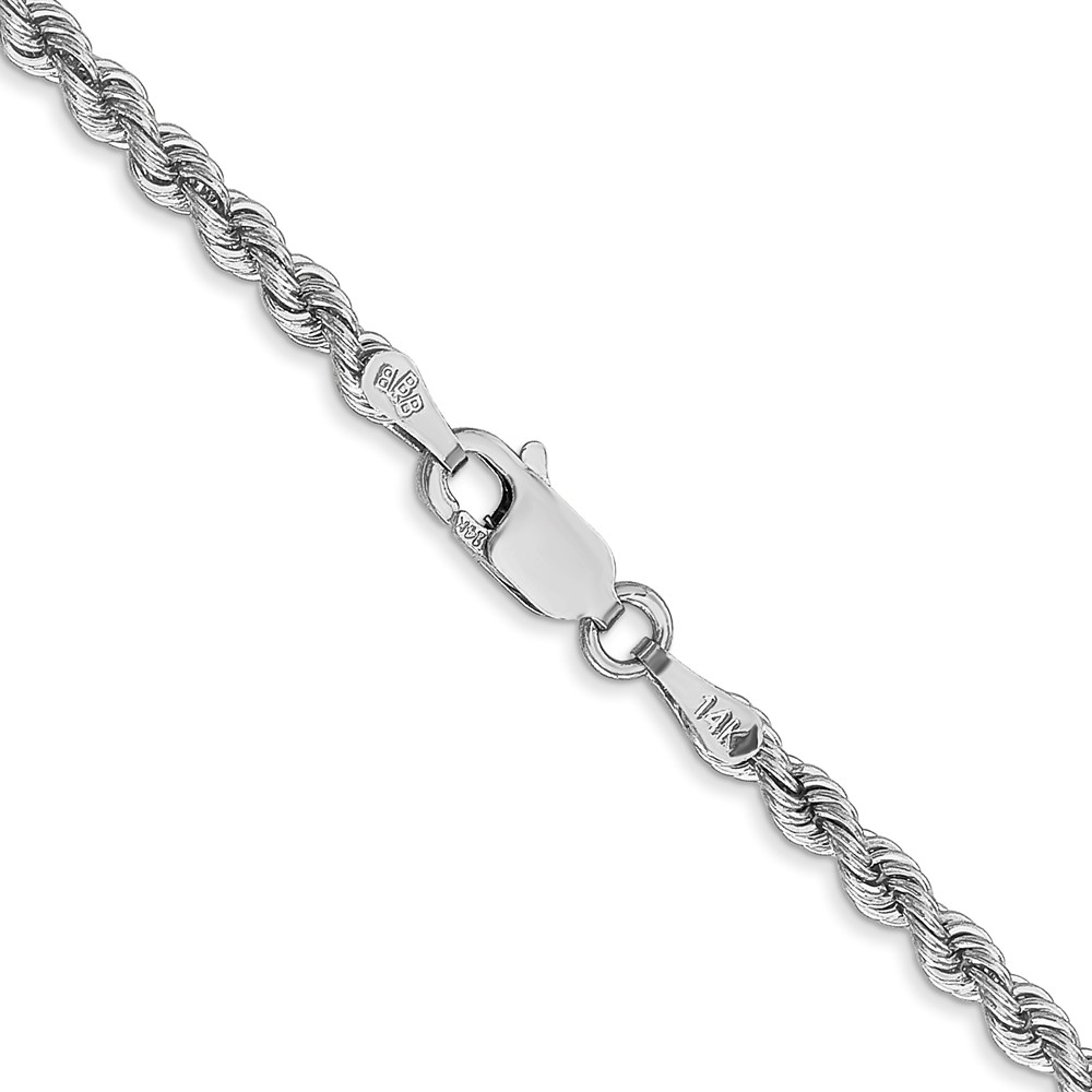 14K White Gold 24 inch 2.75mm Regular Rope with Lobster Clasp Chain (W021S-24)