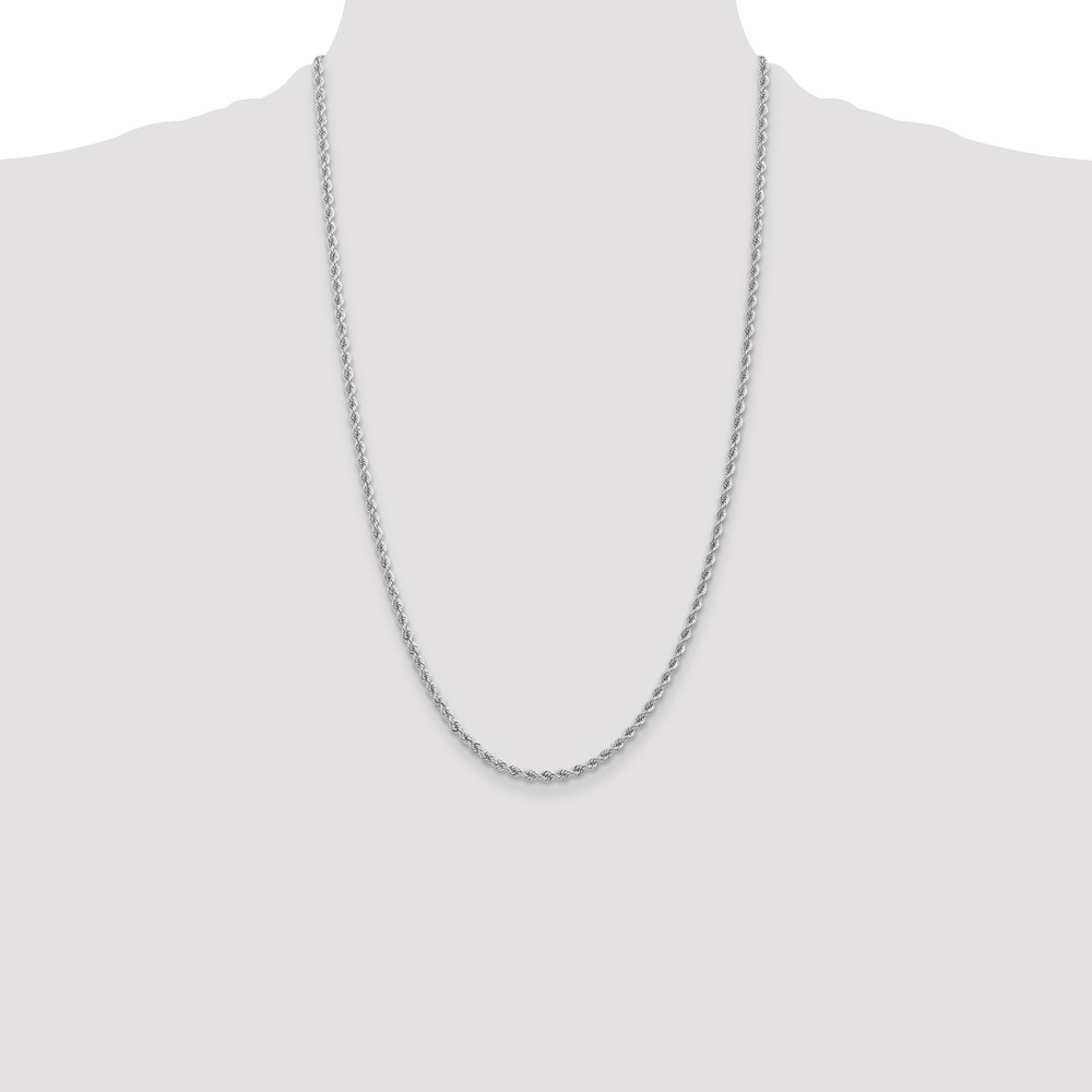 14K White Gold 26 inch 2.75mm Regular Rope with Lobster Clasp Chain (W021S-26)
