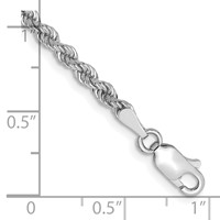 14K White Gold 2.75mm Regular Rope Chain with Lobster Clasp, 7" view 2