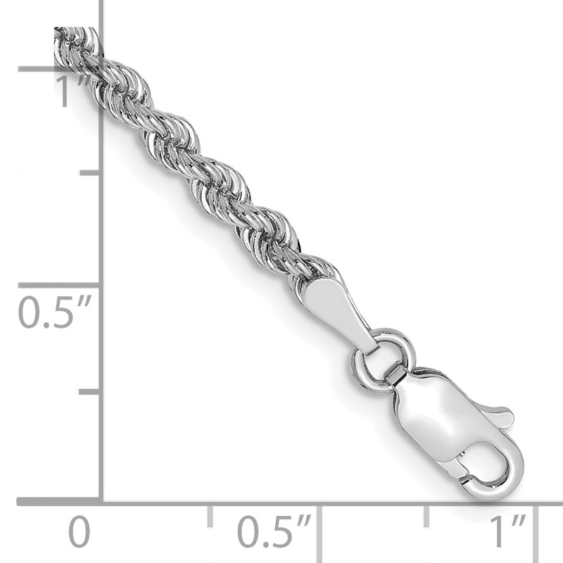 14K White Gold 8 inch 2.75mm Regular Rope with Lobster Clasp Chain