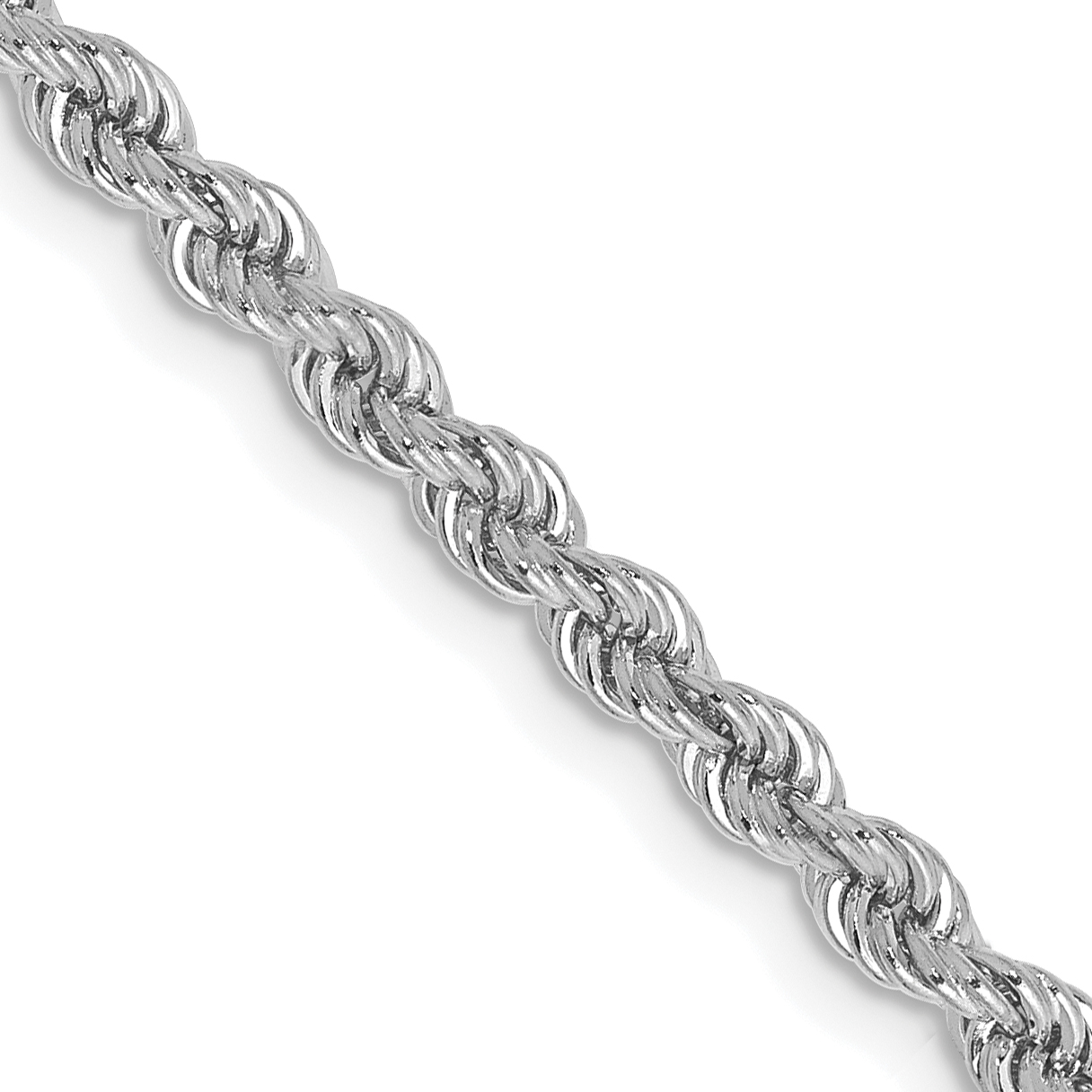 14K White Gold 24 inch 2.75mm Regular Rope with Lobster Clasp Chain (W021S-24)