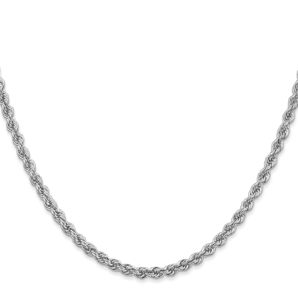 14K White Gold 24 inch 3mm Regular Rope with Lobster Clasp Chain (W023S-24)