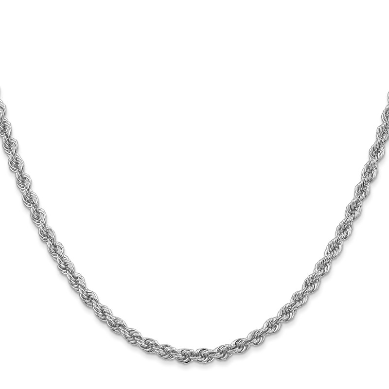 14K White Gold 30 inch 3mm Regular Rope with Lobster Clasp Chain