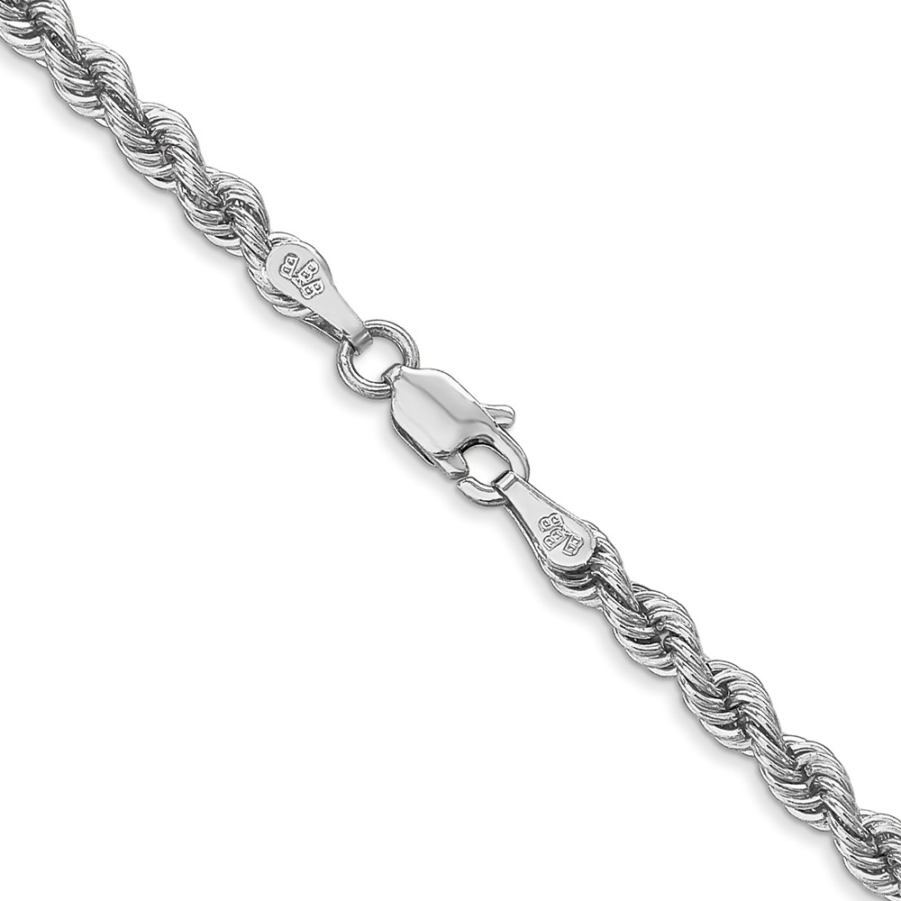14K White Gold 24 inch 3mm Regular Rope with Lobster Clasp Chain (W023S-24)