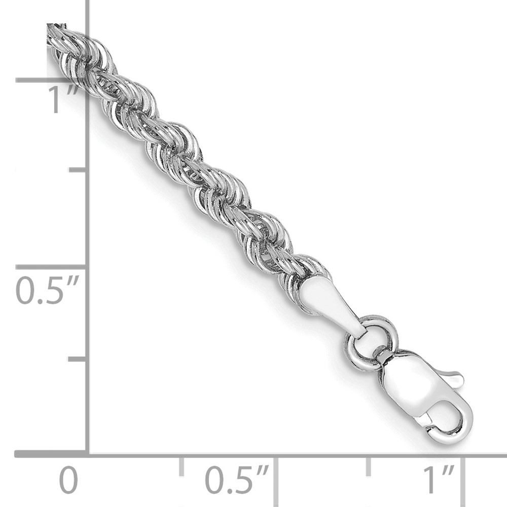 14K White Gold 7 inch 3mm Regular Rope with Lobster Clasp Chain (W023S-7)
