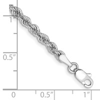14K White Gold 3mm Regular Rope Chain with Lobster Clasp, 7" view 2