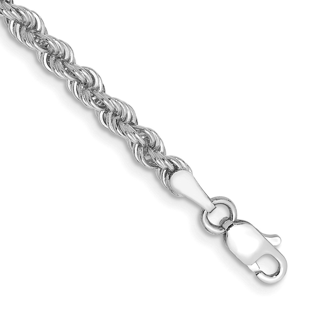 14K White Gold 7 inch 3mm Regular Rope with Lobster Clasp Chain (W023S-7)