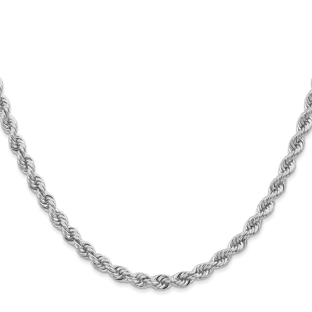 14K White Gold 24 inch 4mm Regular Rope with Lobster Clasp Chain (W030S-24)