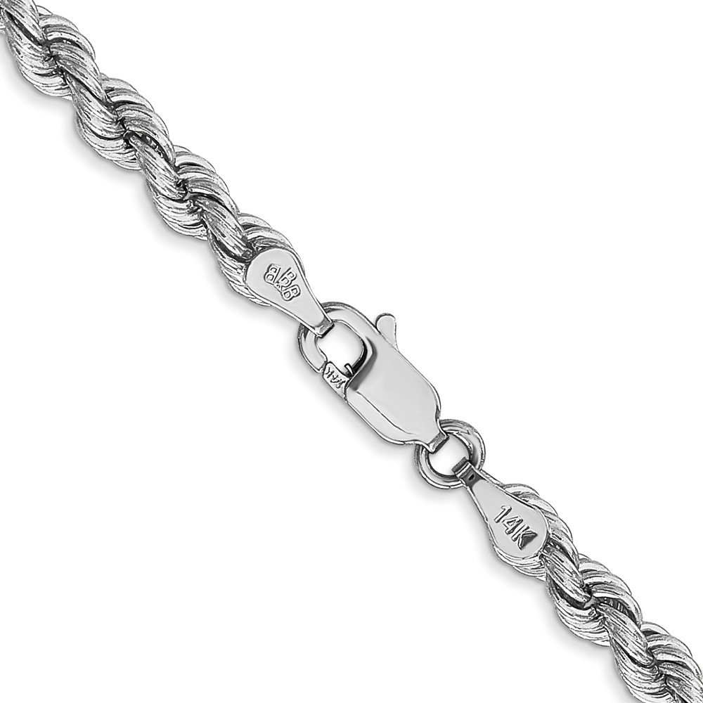 14K White Gold 24 inch 4mm Regular Rope with Lobster Clasp Chain (W030S-24)